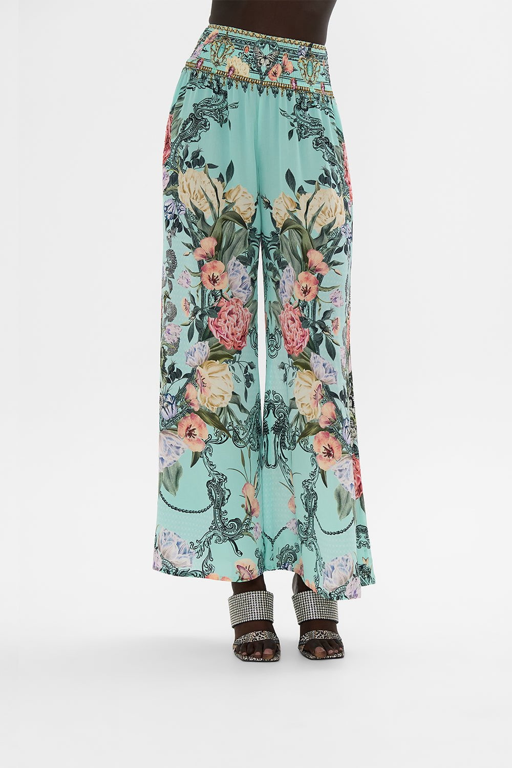 CAMILLA-Shirred Waist Wide Leg Pant-