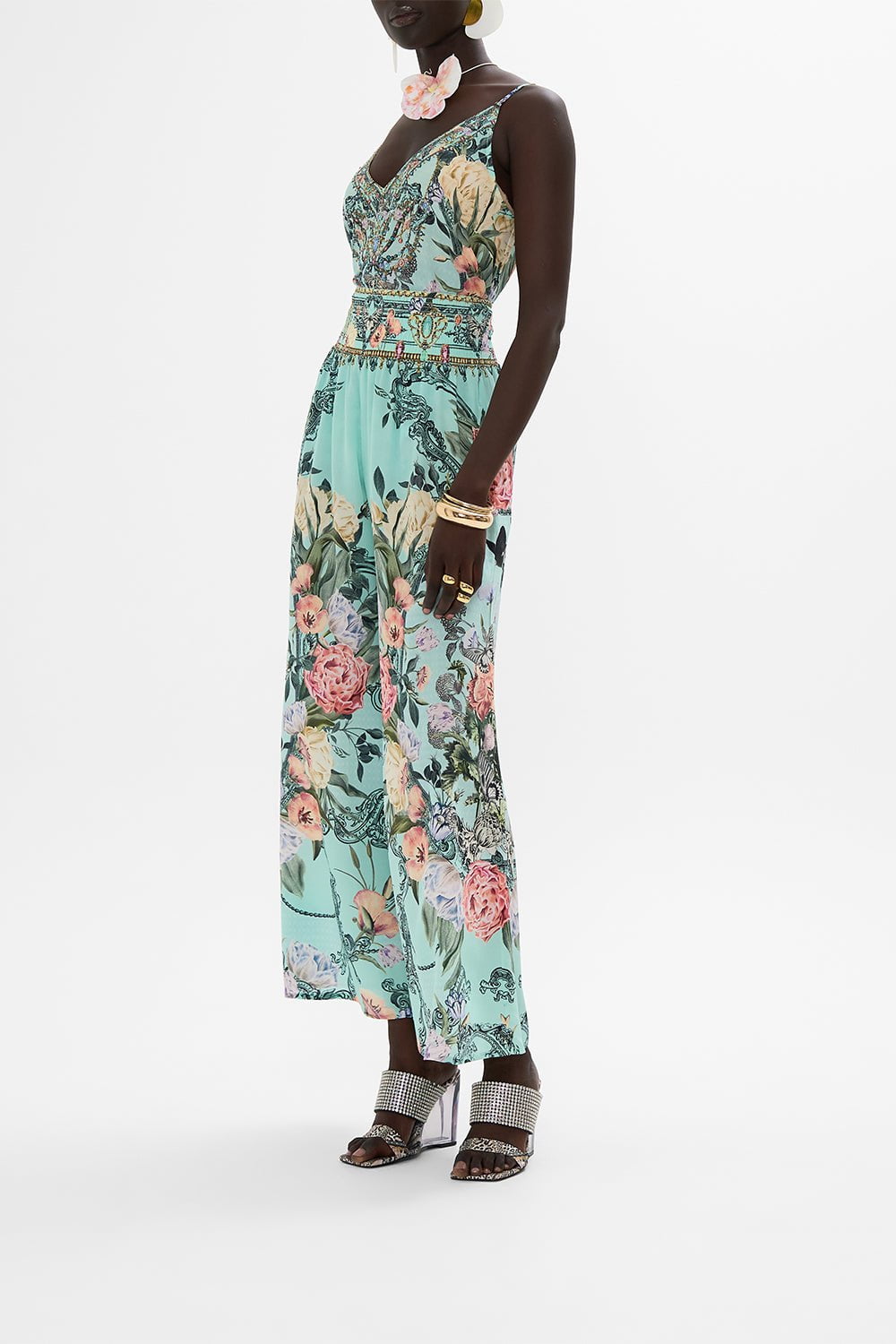 CAMILLA-Shirred Waist Wide Leg Pant-