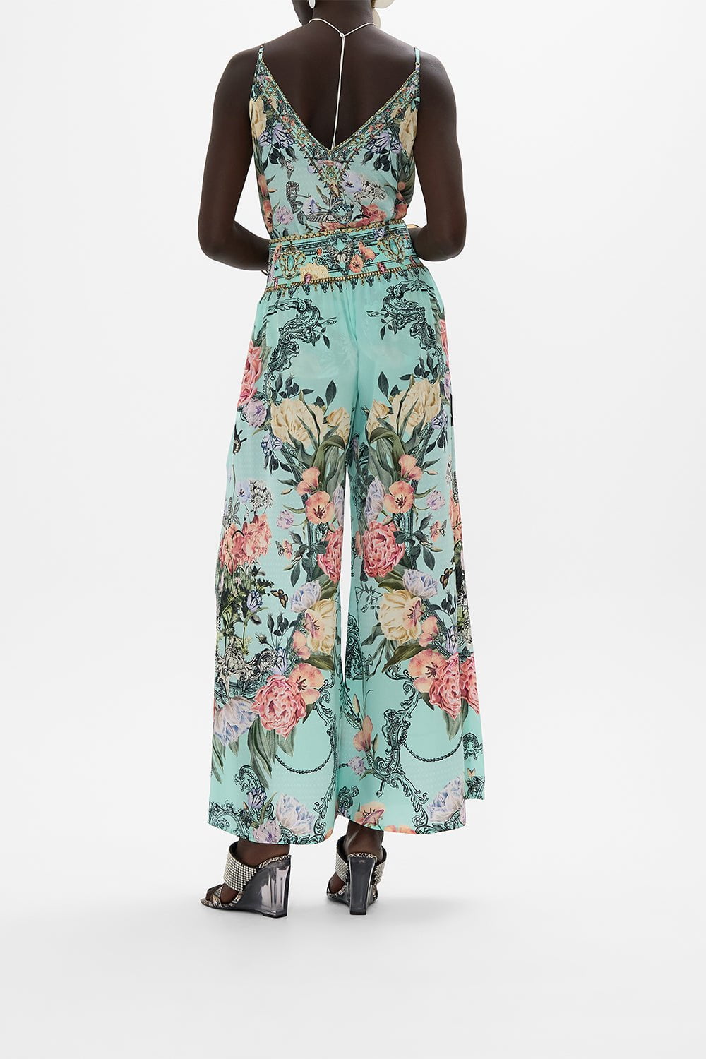 CAMILLA-Shirred Waist Wide Leg Pant-