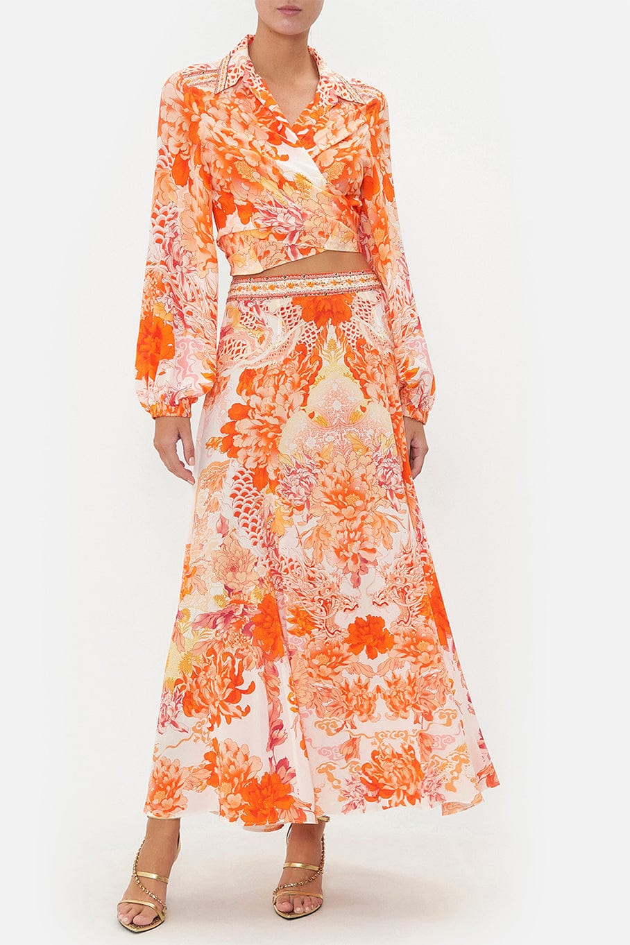 CAMILLA-Panelled Flare Long Skirt-
