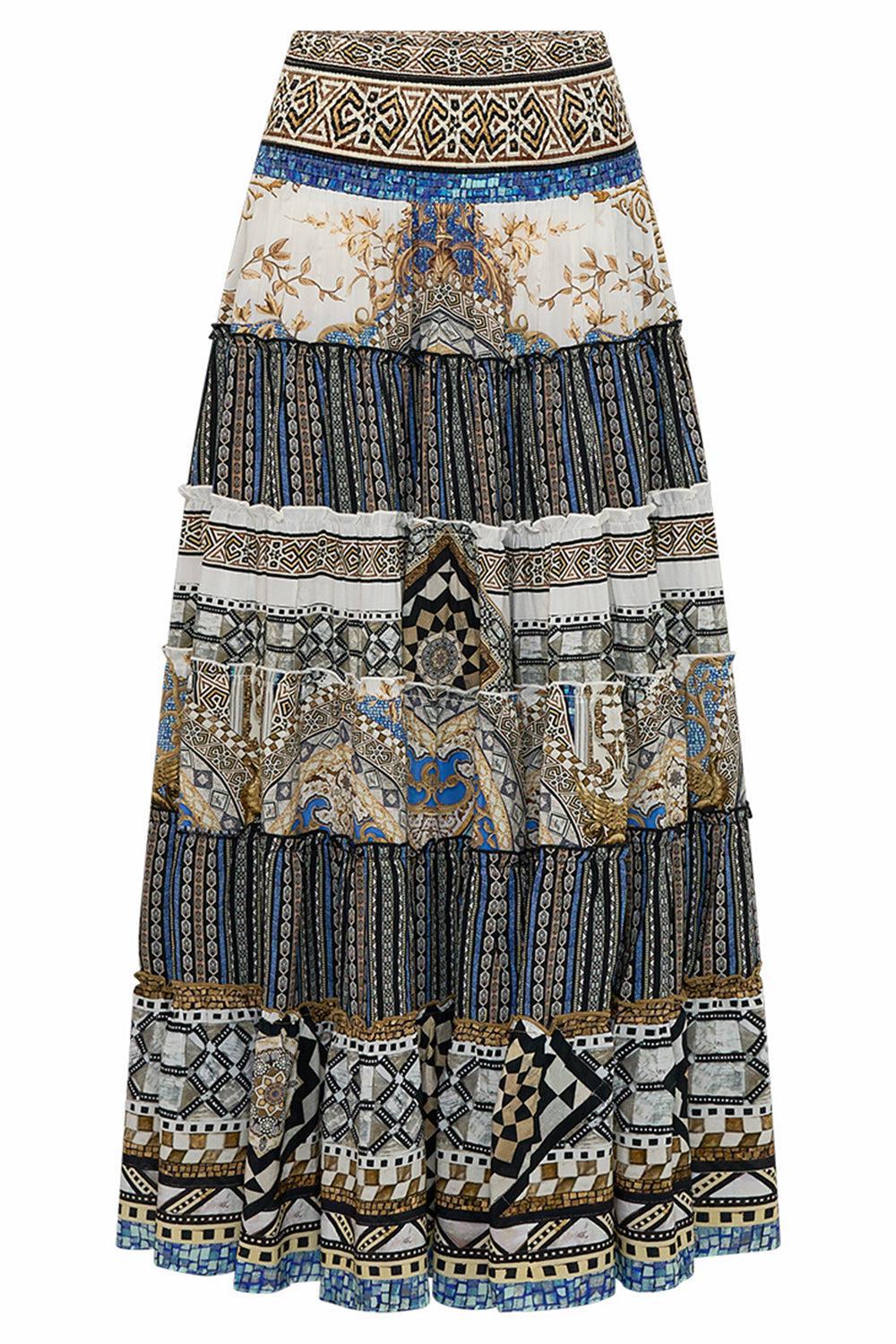 Shirred Waist Tiered Circle Skirt