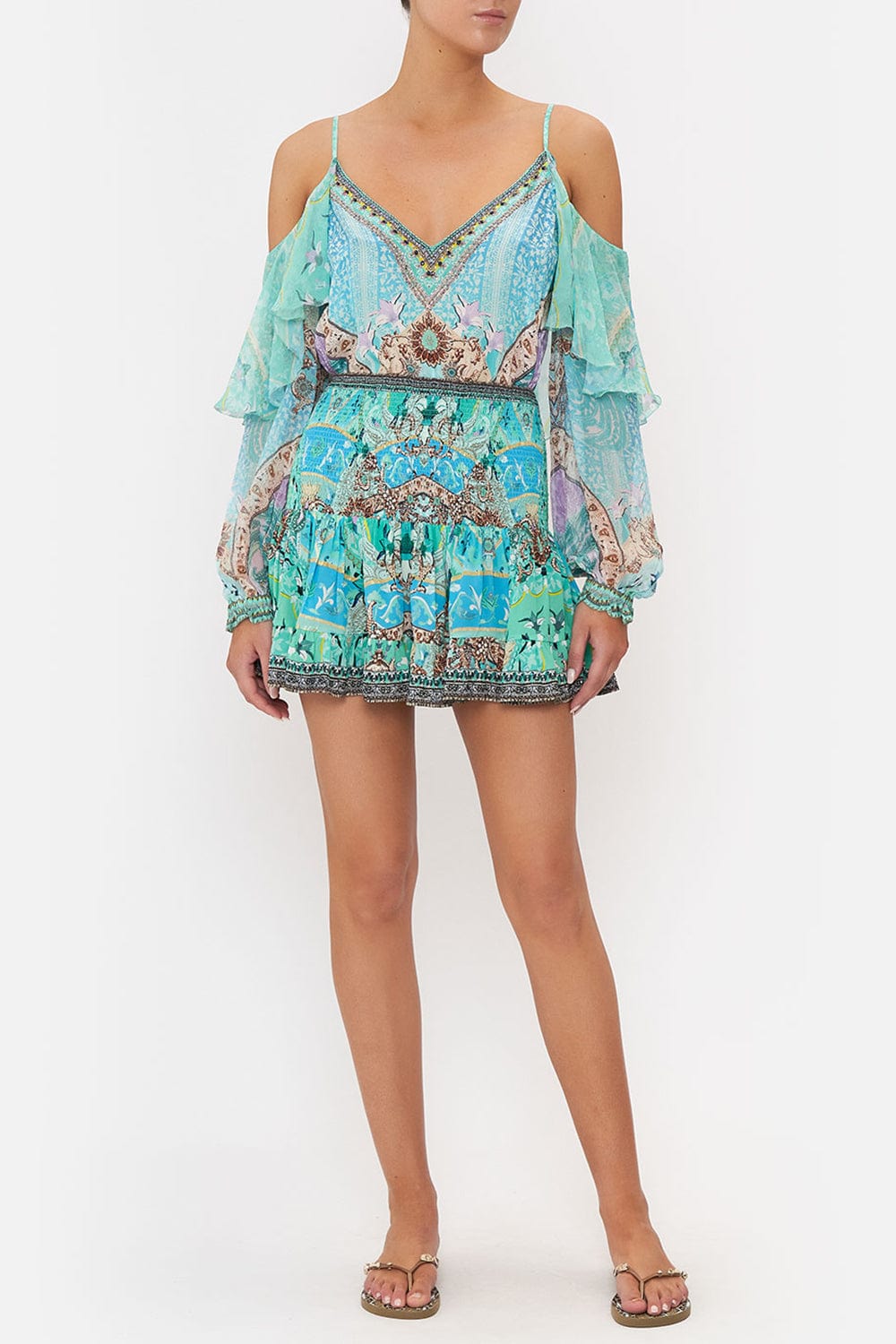 CAMILLA-Short Shirred Skirt-