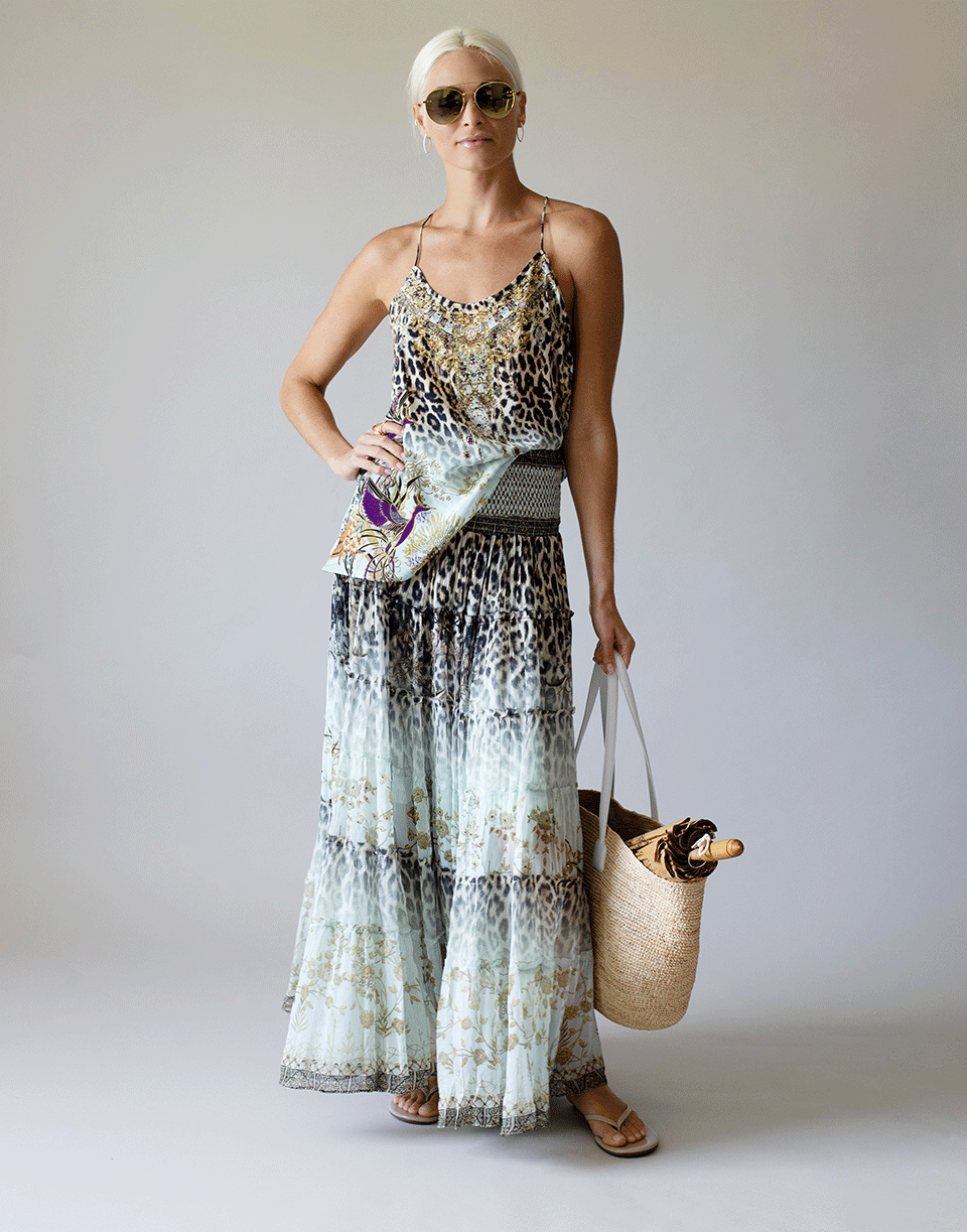CAMILLA-Nomadic Nymph Sheer Tiered Maxi Skirt-