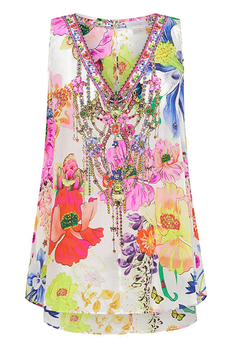 CAMILLA-VNeck Button Back Top-