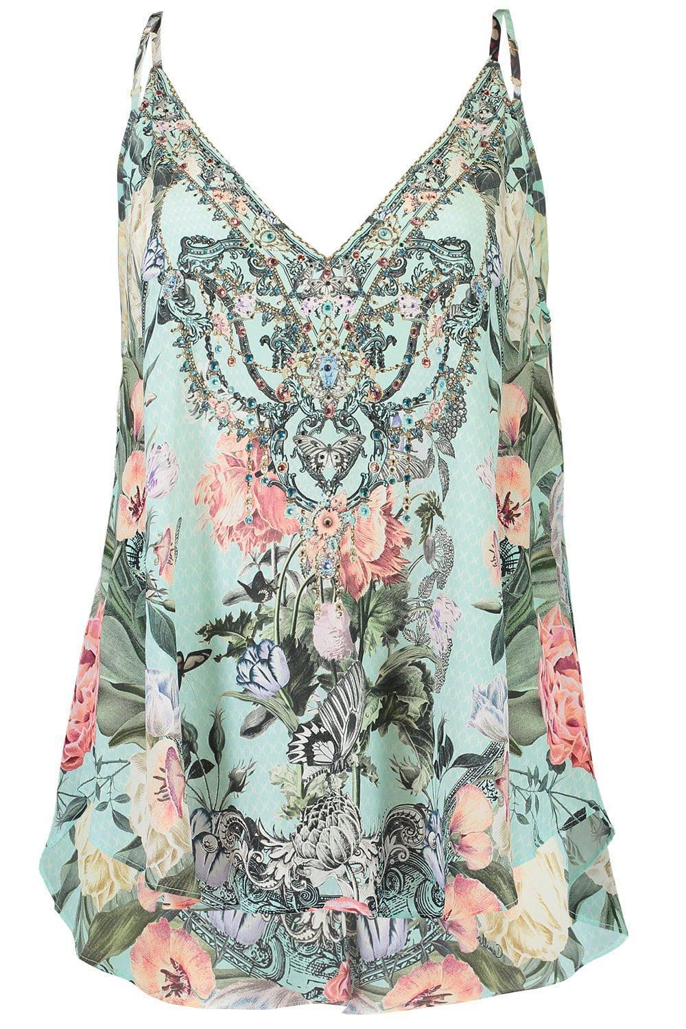 CAMILLA-V Neck Cami - Petal Promise Land-