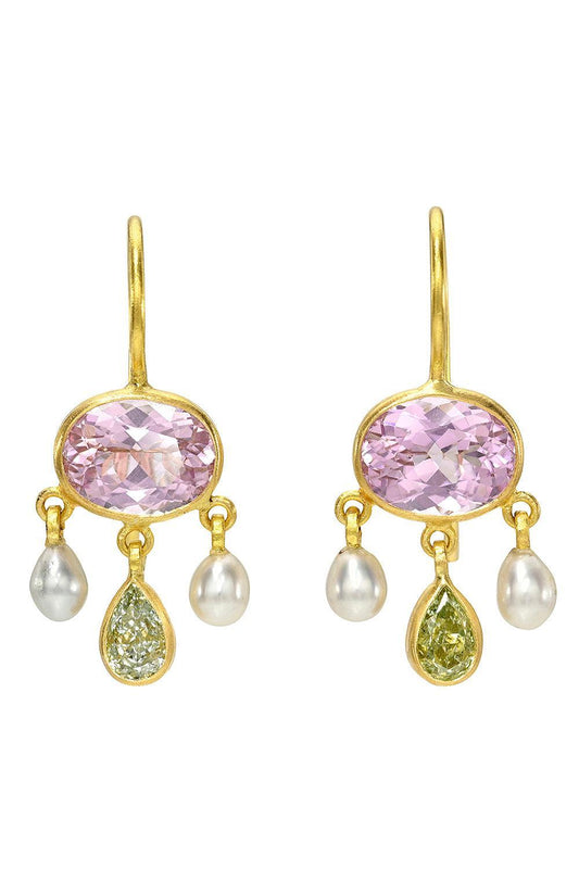 Lilac Spinel Girandole Earrings-YELLOW GOLD-JEWELRYFINE JEWELEARRING-CAMILLE BEINHORN