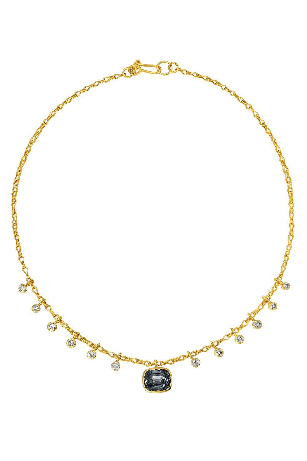  Grey Spinel Diamond Necklace-YELLOW GOLD-16-JEWELRYFINE JEWELNECKLACE O-CAMILLE BEINHORN 