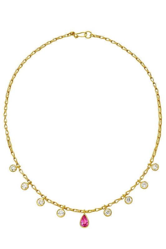 Mahenge Spinel Antique Diamond Flare Necklace-YELLOW GOLD-16-JEWELRYFINE JEWELNECKLACE O-CAMILLE BEINHORN