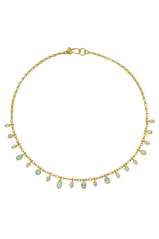 Paraiba Tourmaline Diamond Fringe Necklace-YELLOW GOLD-16-JEWELRYFINE JEWELNECKLACE O-CAMILLE BEINHORN