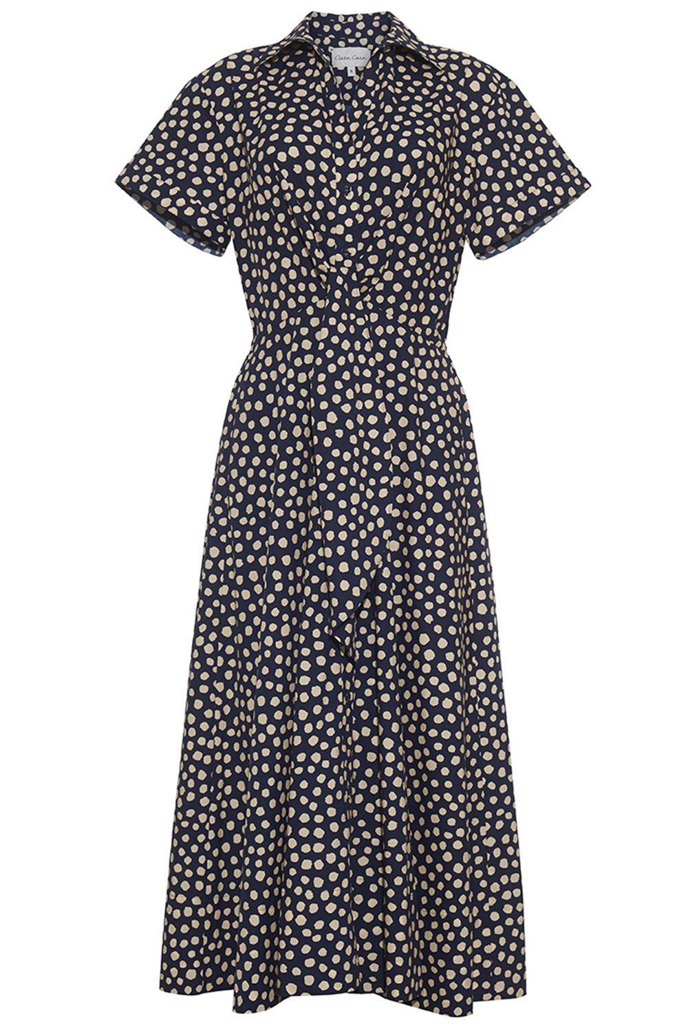 Asbury Dress - Abstract Dot Navy-ABDOTNVY-XS-CLOTHINGDRESSCASUAL-CARA CARA