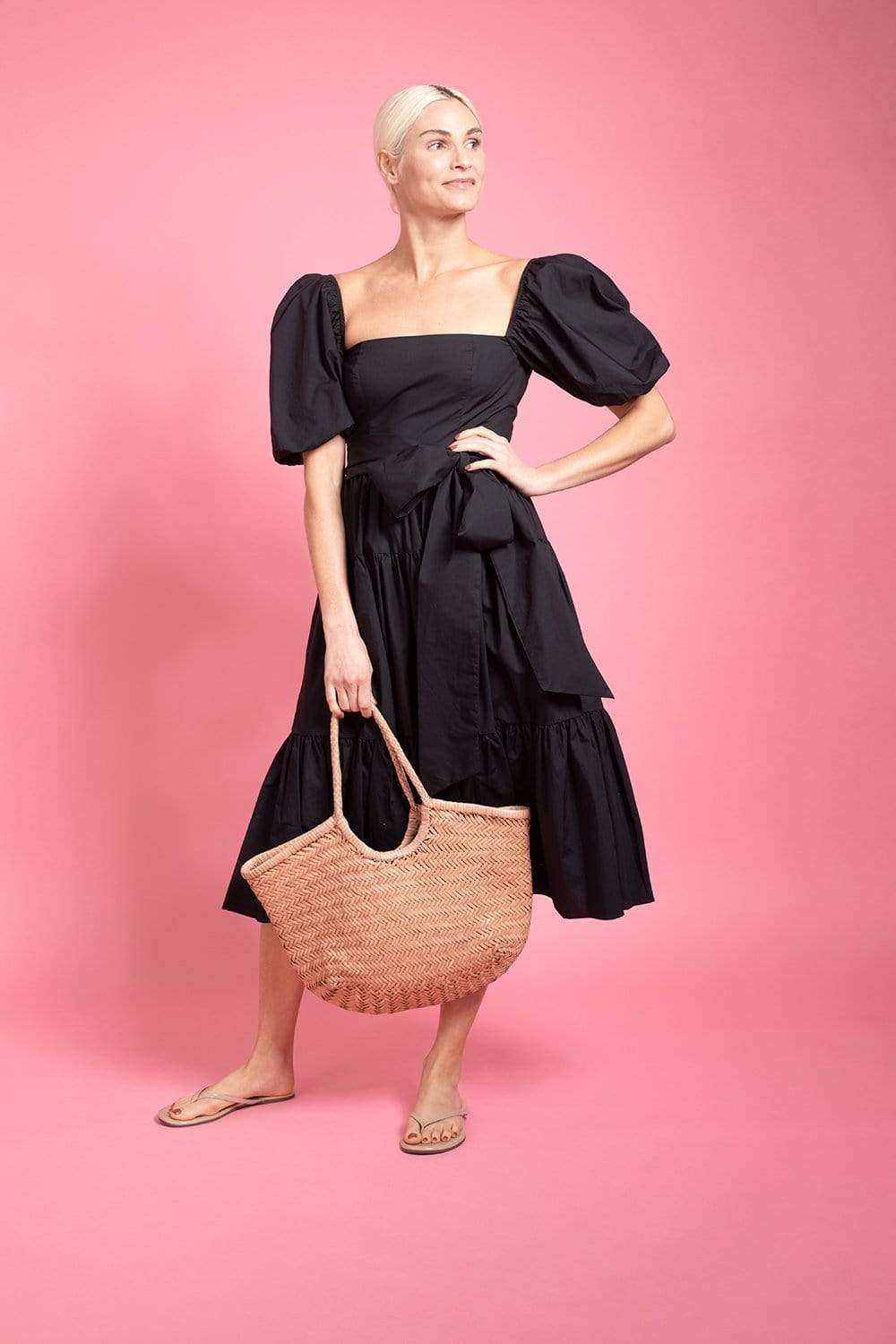 CARA CARA-Sydney Puffed Sleeved Midi Dress-