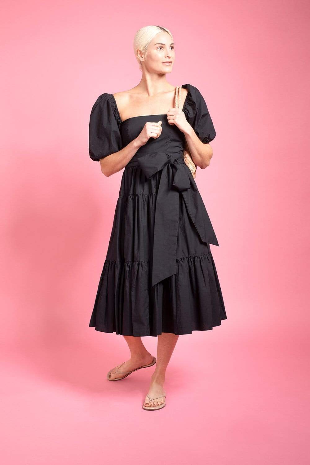 CARA CARA-Sydney Puffed Sleeved Midi Dress-