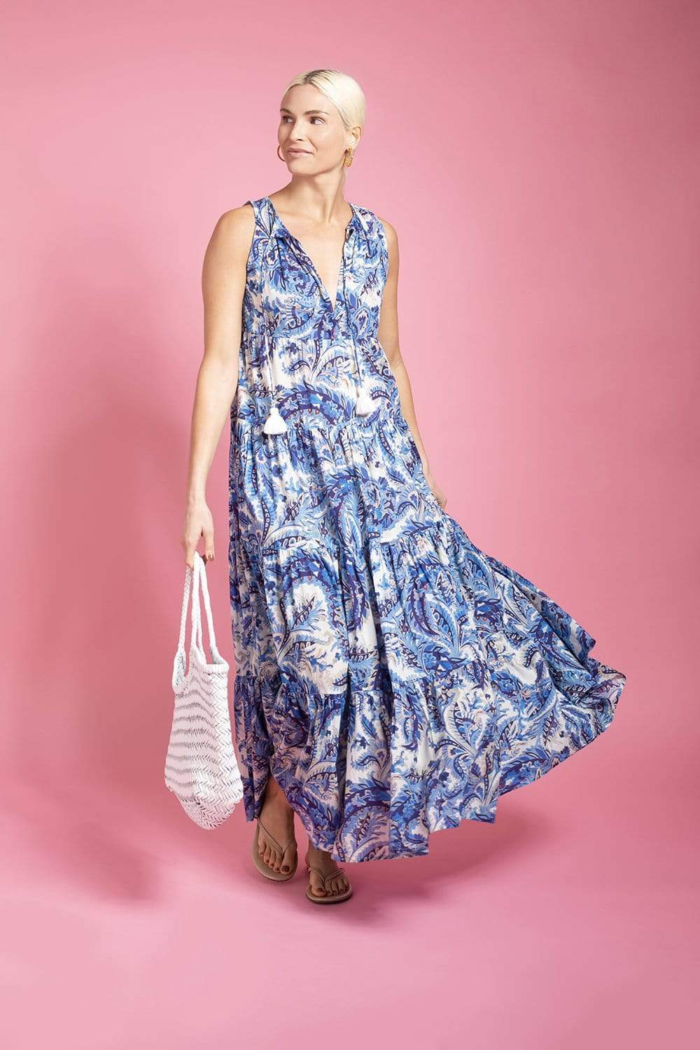 CARA CARA-Grace Sleeveless Maxi Dress-BLU/MULT