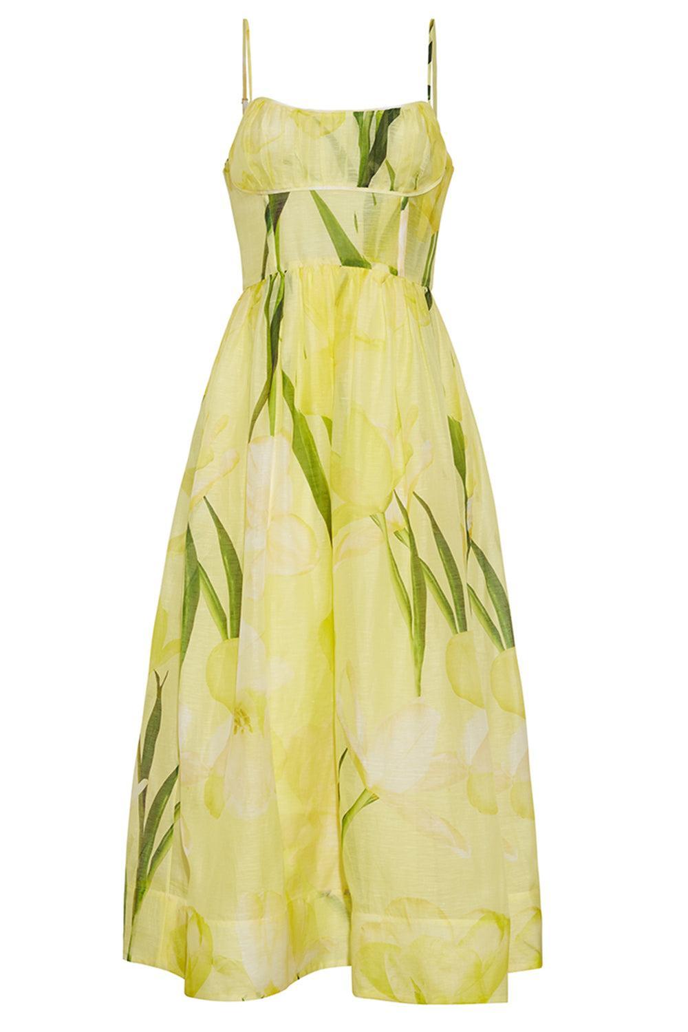 Alba Midi Dress - Lillian Lemon-YELLOW-2-CLOTHINGDRESSCASUAL-CARA CARA