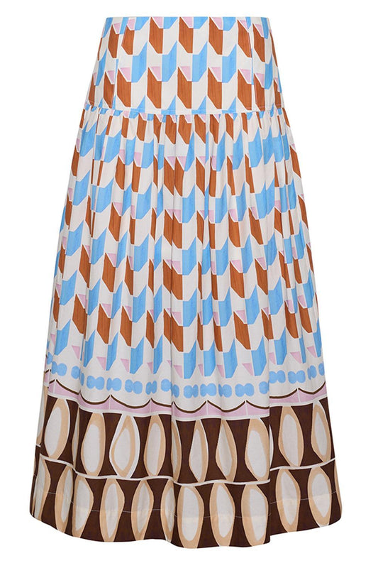 Diya Skirt - Tile Ivory-GEOMETRC-0-CLOTHINGSKIRTMIDI-CARA CARA