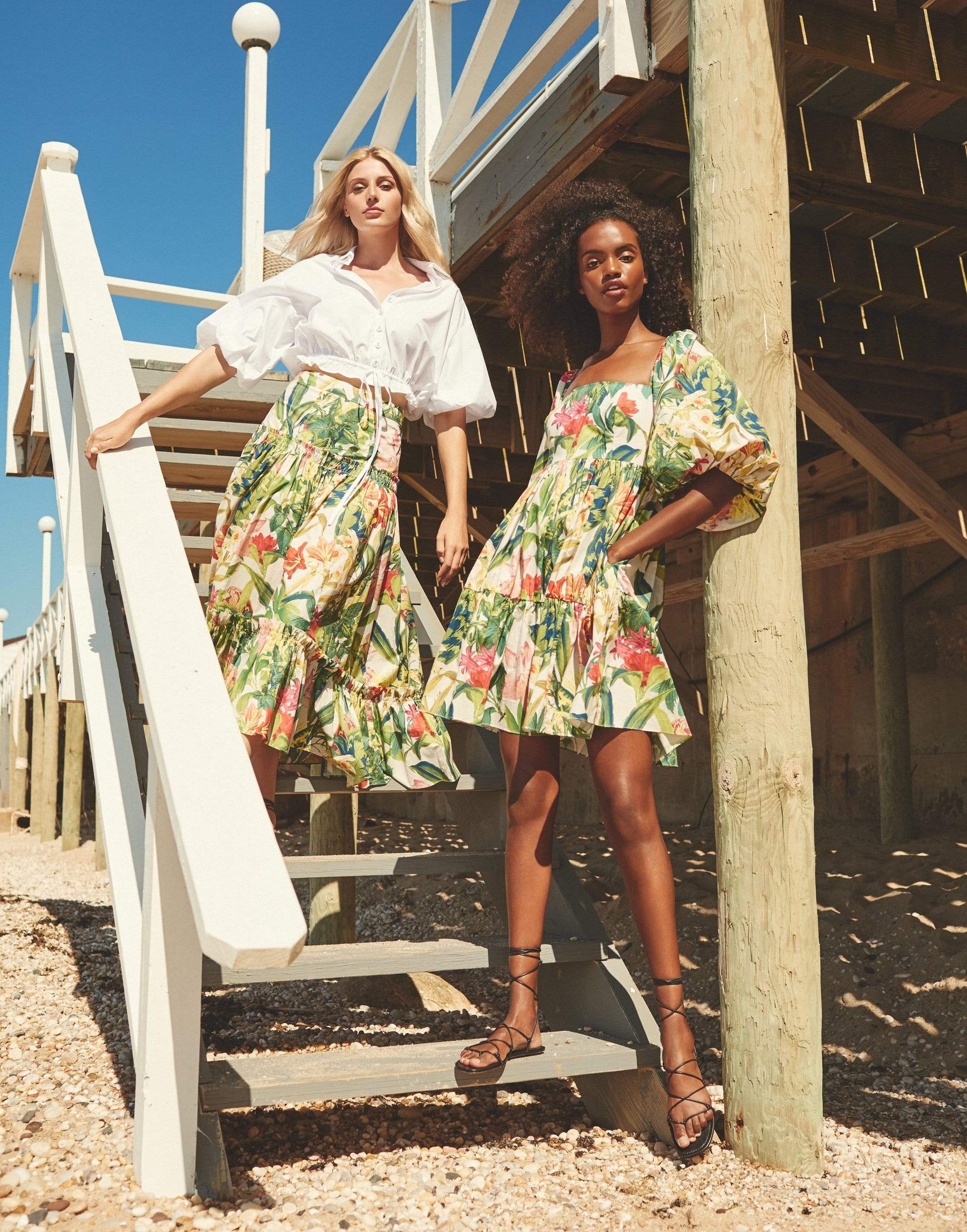 CARA CARA-Ivory Floral Tisbury Skirt-