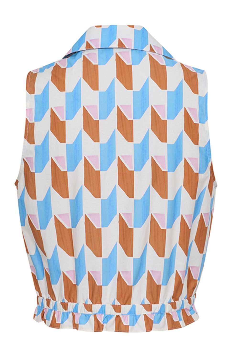 Hannah Top - Talavera Tile Ivory-GEOMETRC-XS-CLOTHINGTOPBLOUSE-CARA CARA