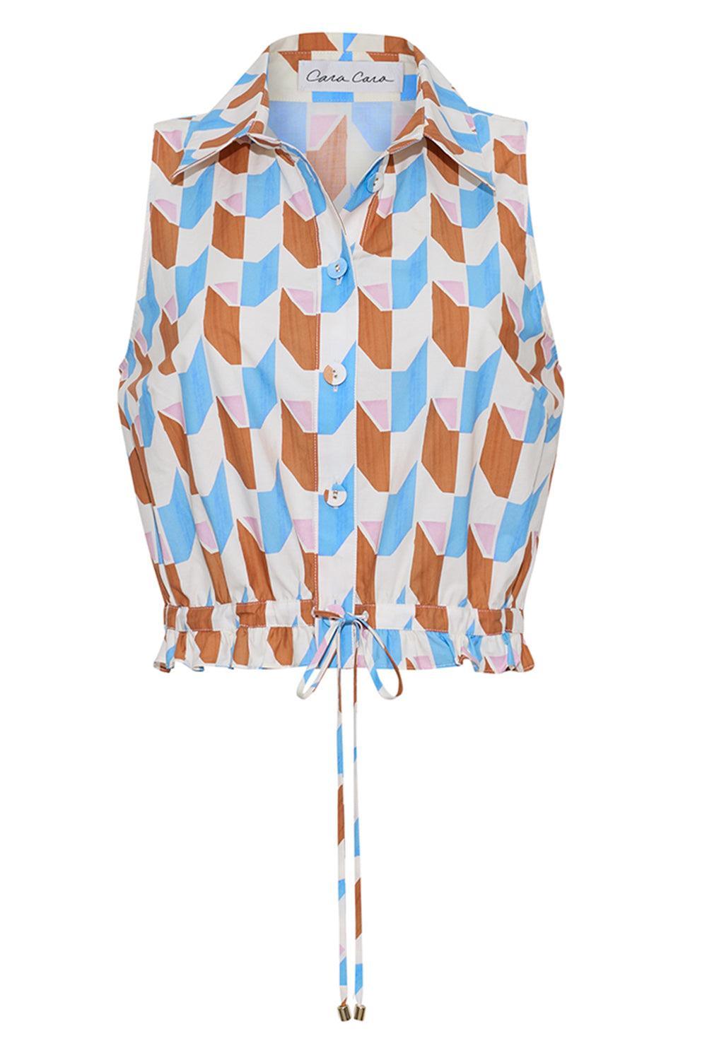 Hannah Top - Talavera Tile Ivory-GEOMETRC-XS-CLOTHINGTOPBLOUSE-CARA CARA