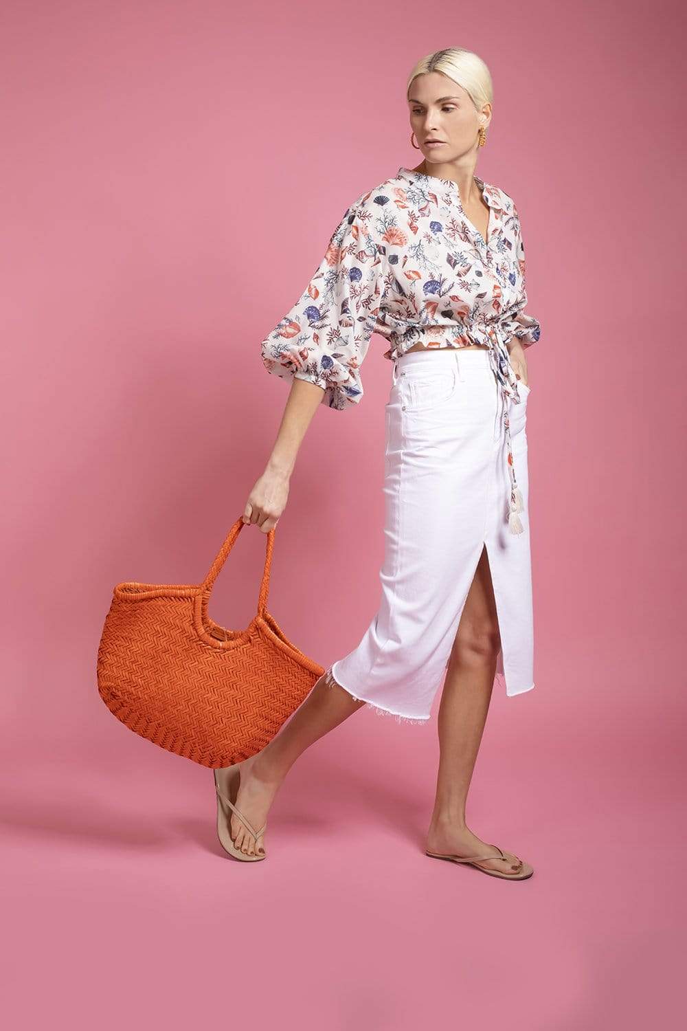 CARA CARA-Perrin Button Up Sinched Top-