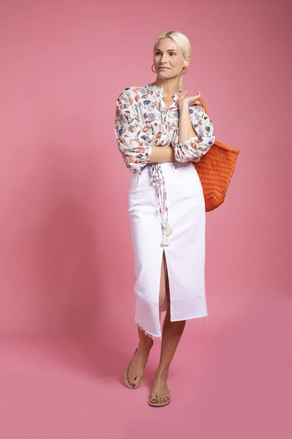 CARA CARA-Perrin Button Up Sinched Top-
