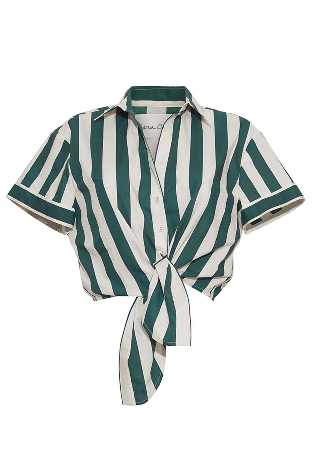 Asbury Top - Green White Stripe-STRIPE-XS-CLOTHINGTOPBLOUSE-CARA CARA