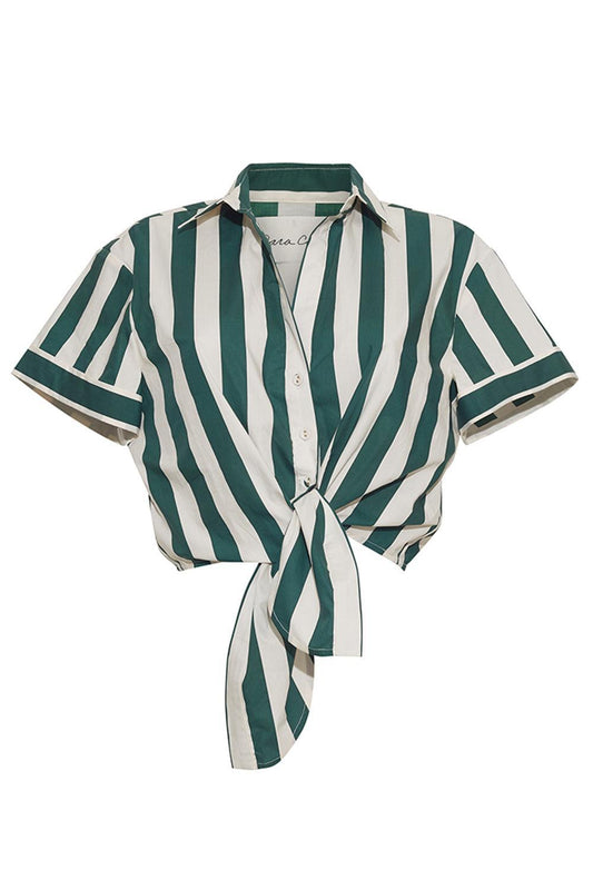 Asbury Top - Green White Stripe-STRIPE-XS-CLOTHINGTOPBLOUSE-CARA CARA