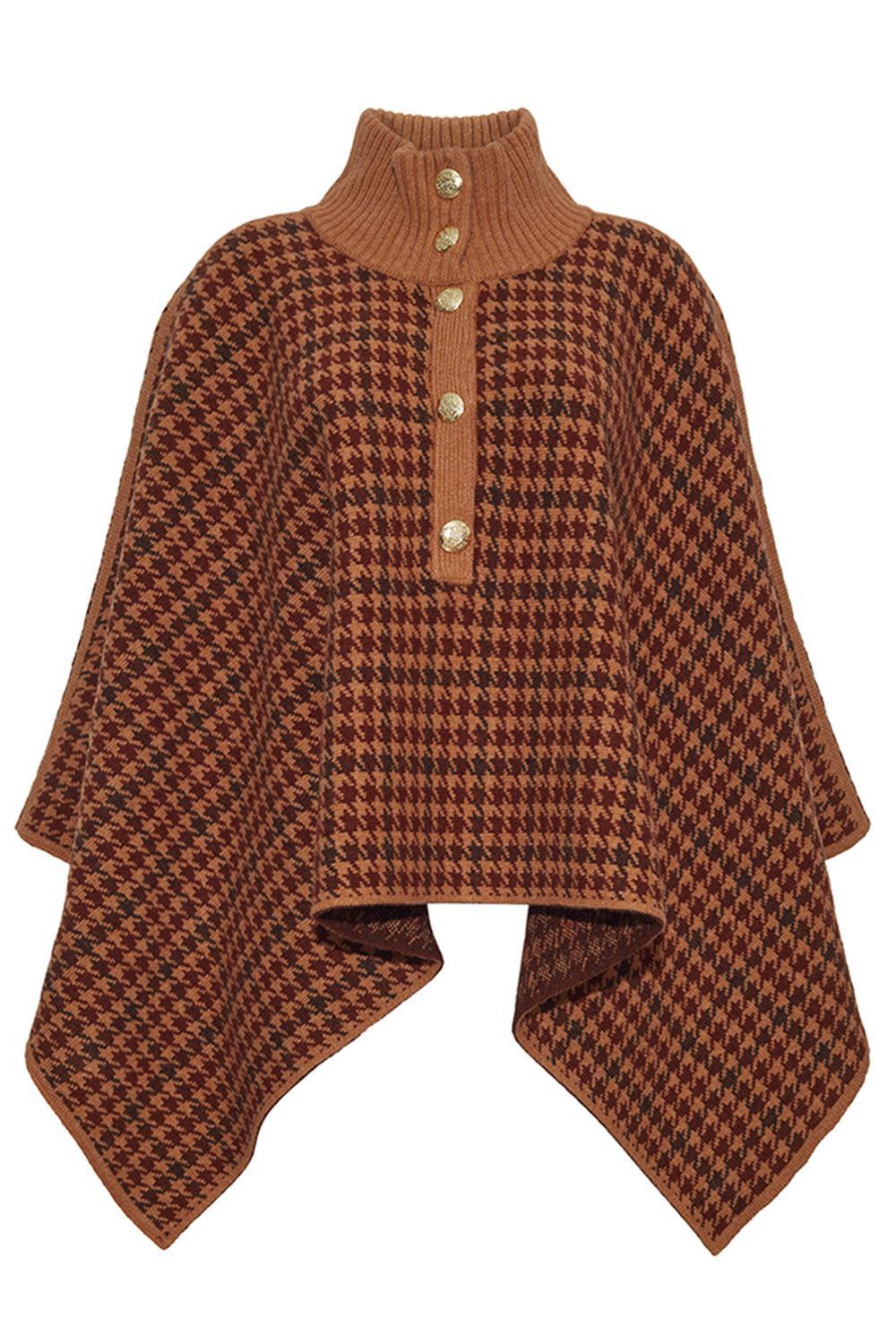 Pagoda Check Cape-MLT CAML-XS-CLOTHINGTOPPONCHO-CARA CARA