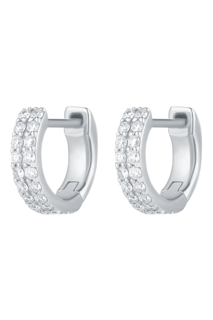 CARBON & HYDE-Double Row Huggies-WHITE GOLD