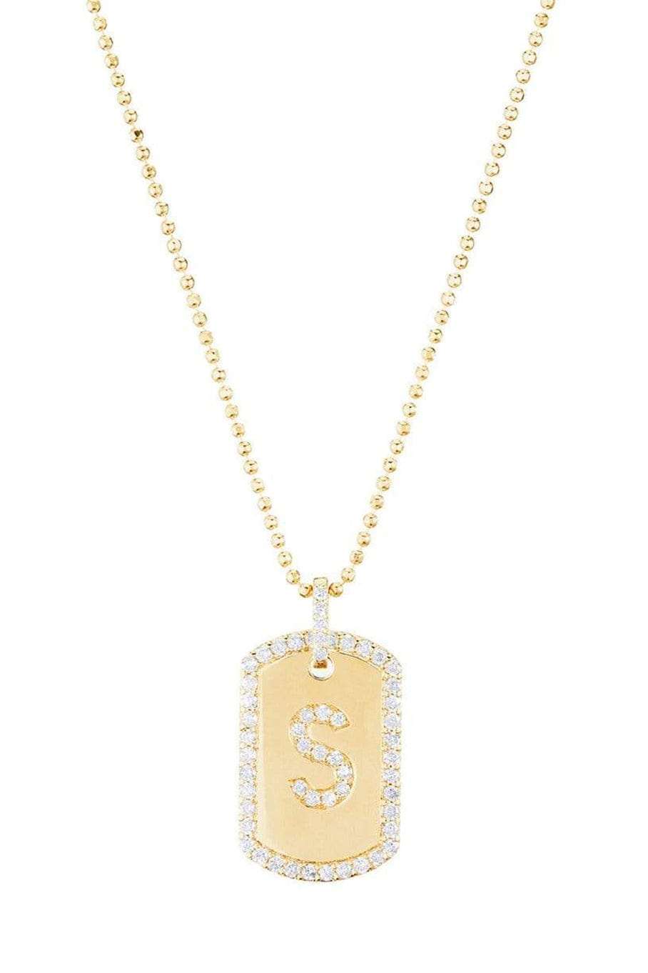 CARBON & HYDE-Initial Dogtag Necklace - Yellow Gold-YELLOW GOLD