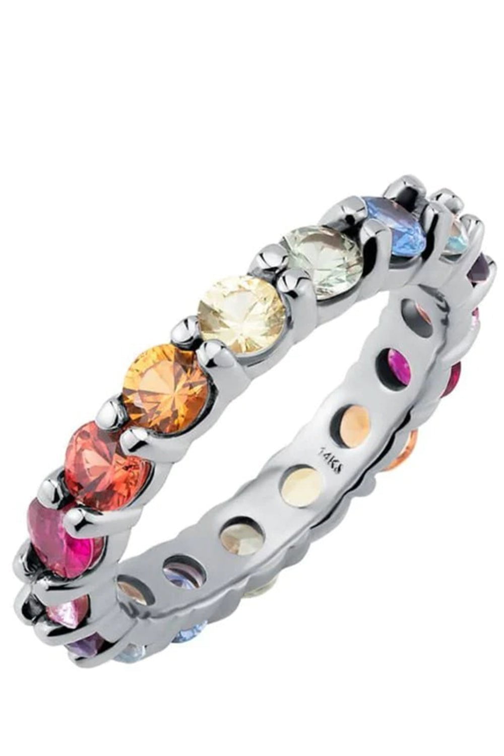 CARBON & HYDE-Rainbow Eternity Band - White Gold-