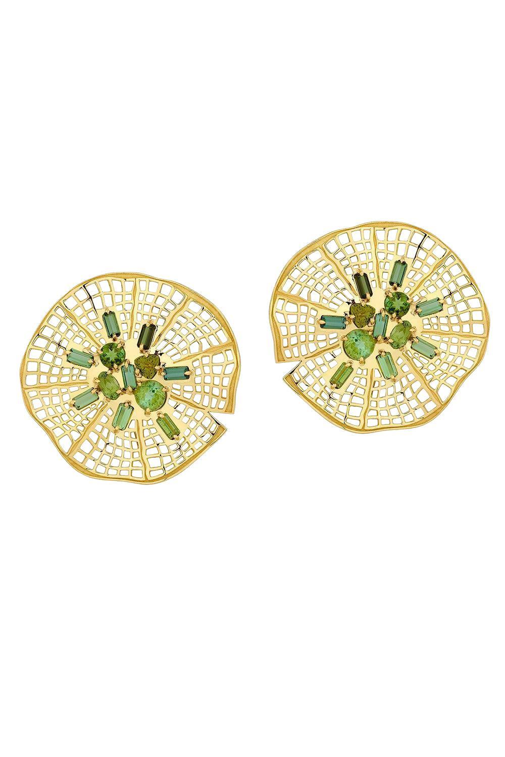 Green Tourmaline Secret Garden Vitoria Earrings-YELLOW GOLD-JEWELRYFINE JEWELEARRING-CAROL KAUFFMANN