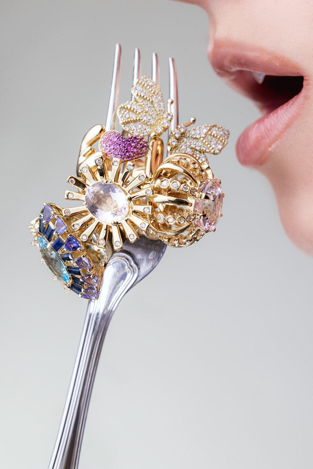 Sunshine La Belle Morganite Ring-YELLOW GOLD-7.25-JEWELRYFINE JEWELEARRING-CAROL KAUFFMANN