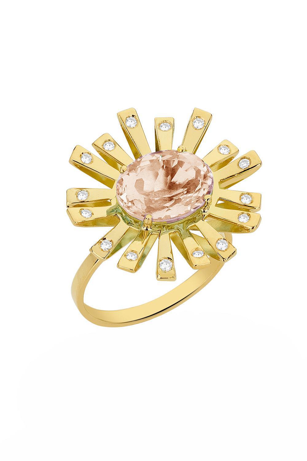 Sunshine La Belle Morganite Ring-YELLOW GOLD-7.25-JEWELRYFINE JEWELEARRING-CAROL KAUFFMANN