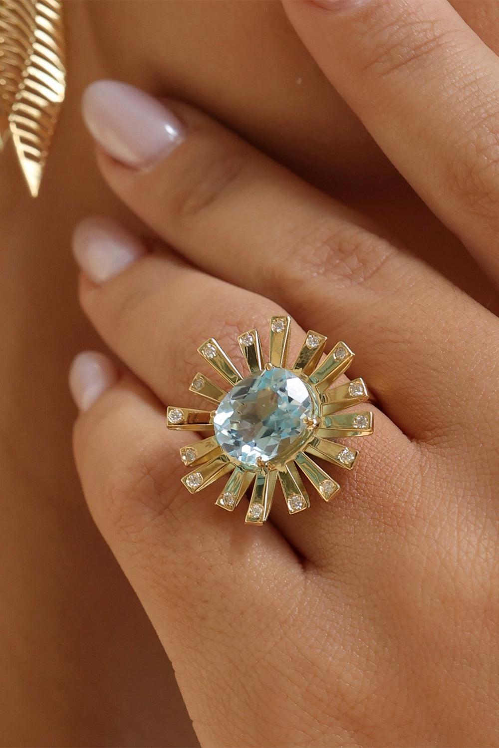 Sunshine La Belle Topaz Ring-YELLOW GOLD-7.25-JEWELRYFINE JEWELEARRING-CAROL KAUFFMANN