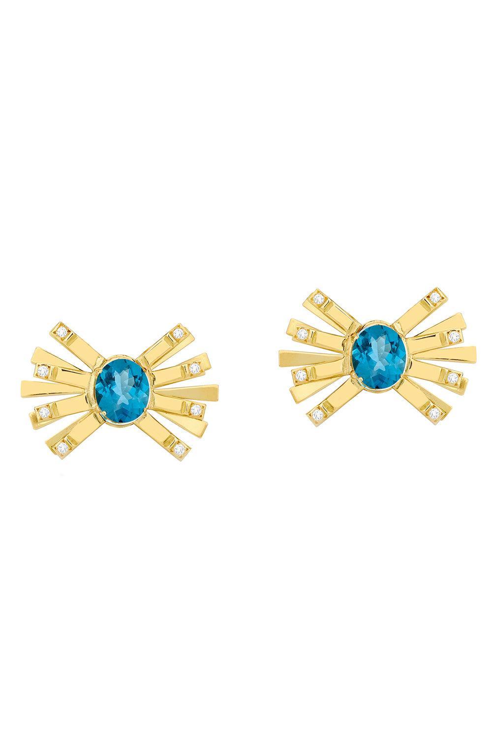 Blue Topaz Mini Farfalle Earrings-YELLOW GOLD-JEWELRYFINE JEWELEARRING-CAROL KAUFFMANN