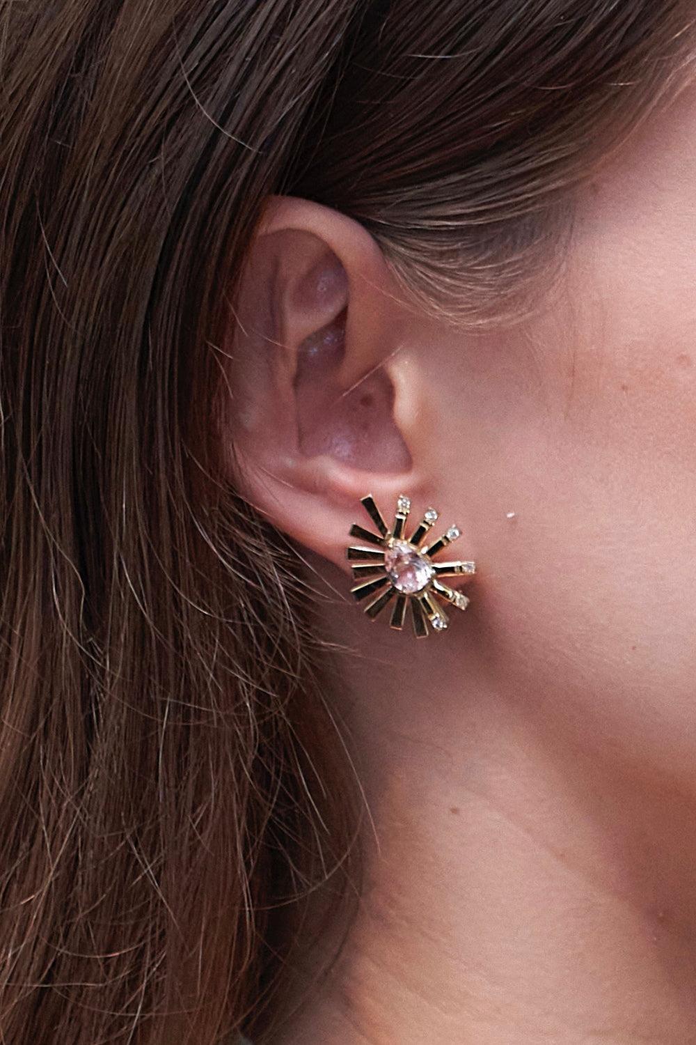 Blue Topaz Mini La Belle Earring-YELLOW GOLD-JEWELRYFINE JEWELEARRING-CAROL KAUFFMANN