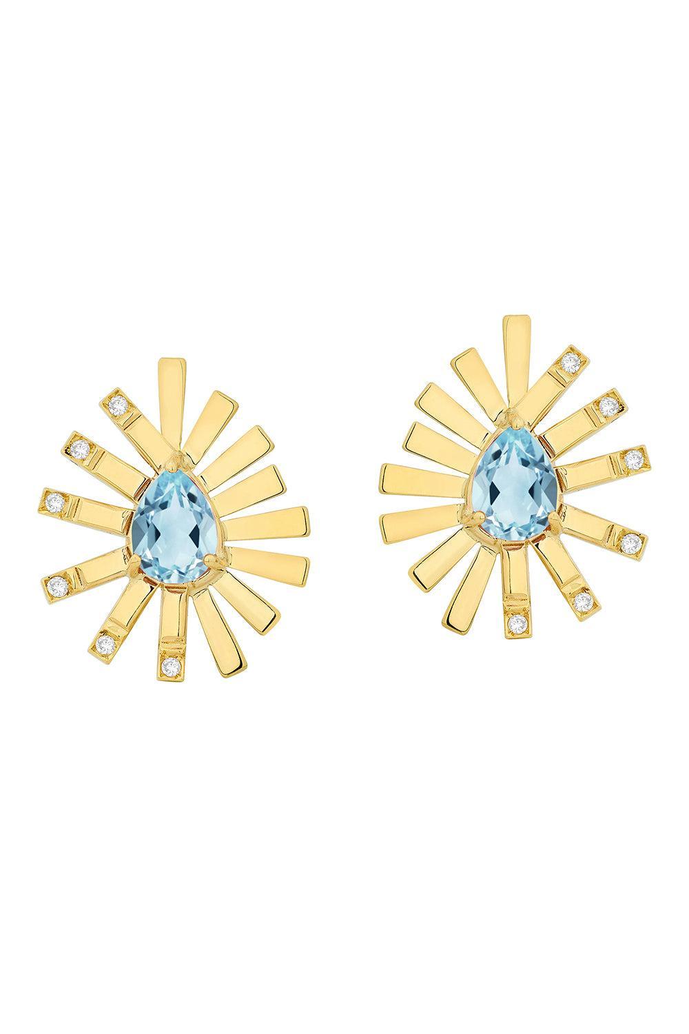 Blue Topaz Mini La Belle Earring-YELLOW GOLD-JEWELRYFINE JEWELEARRING-CAROL KAUFFMANN