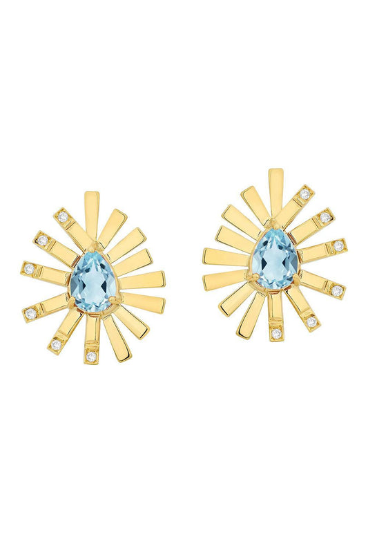 Blue Topaz Mini La Belle Earring-YELLOW GOLD-JEWELRYFINE JEWELEARRING-CAROL KAUFFMANN