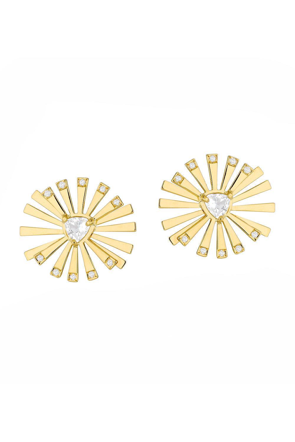 Blue Topaz Mini Sunshine Earrings-YELLOW GOLD-JEWELRYFINE JEWELEARRING-CAROL KAUFFMANN