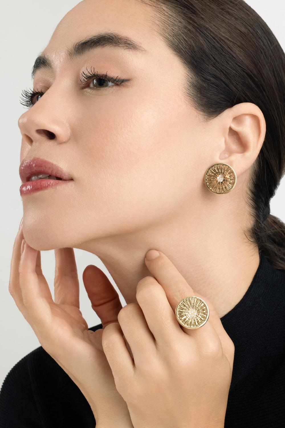 Diamond Explosion Earrings-YELLOW GOLD-JEWELRYFINE JEWELEARRING-CAROL KAUFFMANN