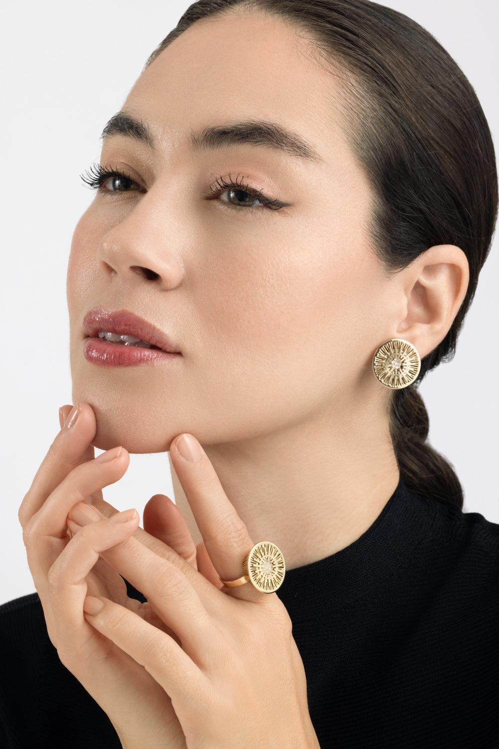 Diamond Explosion Earrings-YELLOW GOLD-JEWELRYFINE JEWELEARRING-CAROL KAUFFMANN