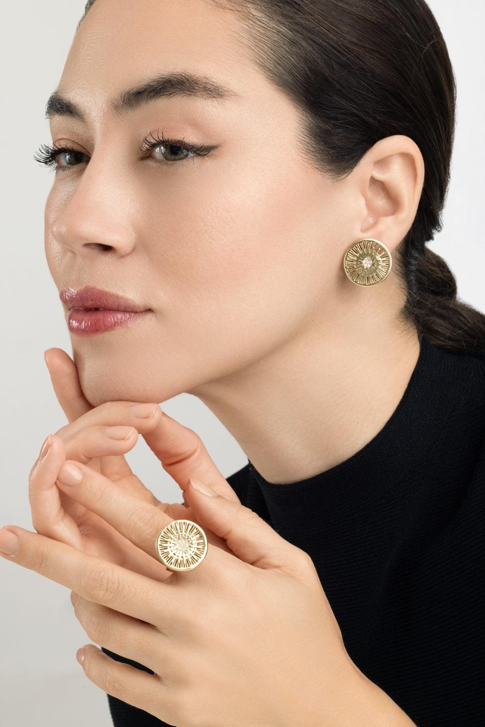 Diamond Explosion Earrings-YELLOW GOLD-JEWELRYFINE JEWELEARRING-CAROL KAUFFMANN