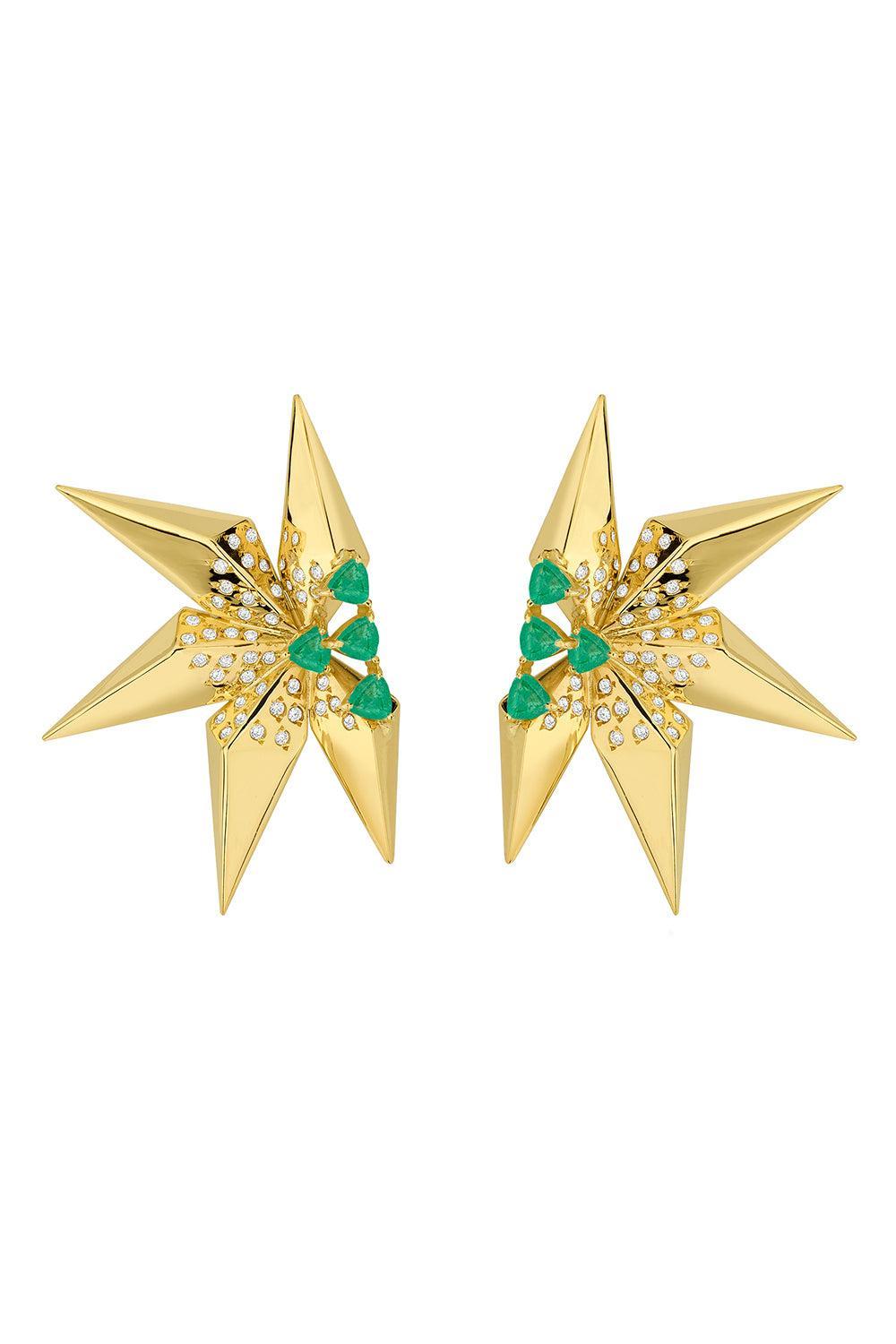 Emerald Etoile Laila Earrings-YELLOW GOLD-JEWELRYFINE JEWELEARRING-CAROL KAUFFMANN
