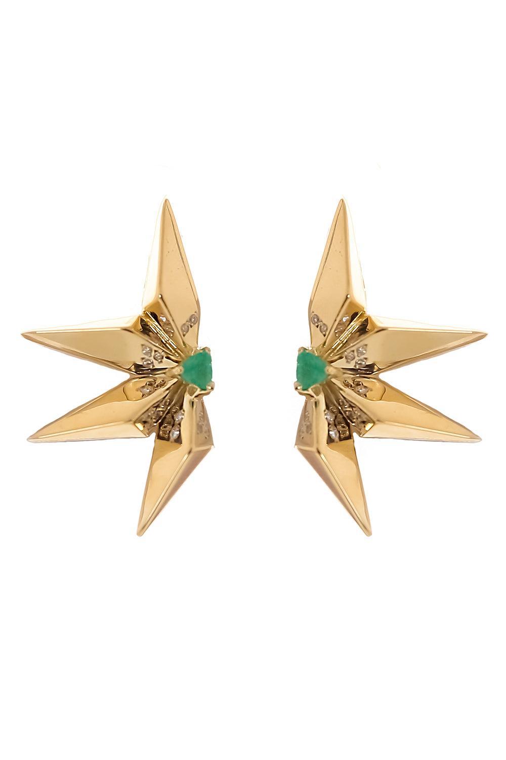 Emerald Étoile Laila Mini Earrings-YELLOW GOLD-JEWELRYFINE JEWELEARRING-CAROL KAUFFMANN