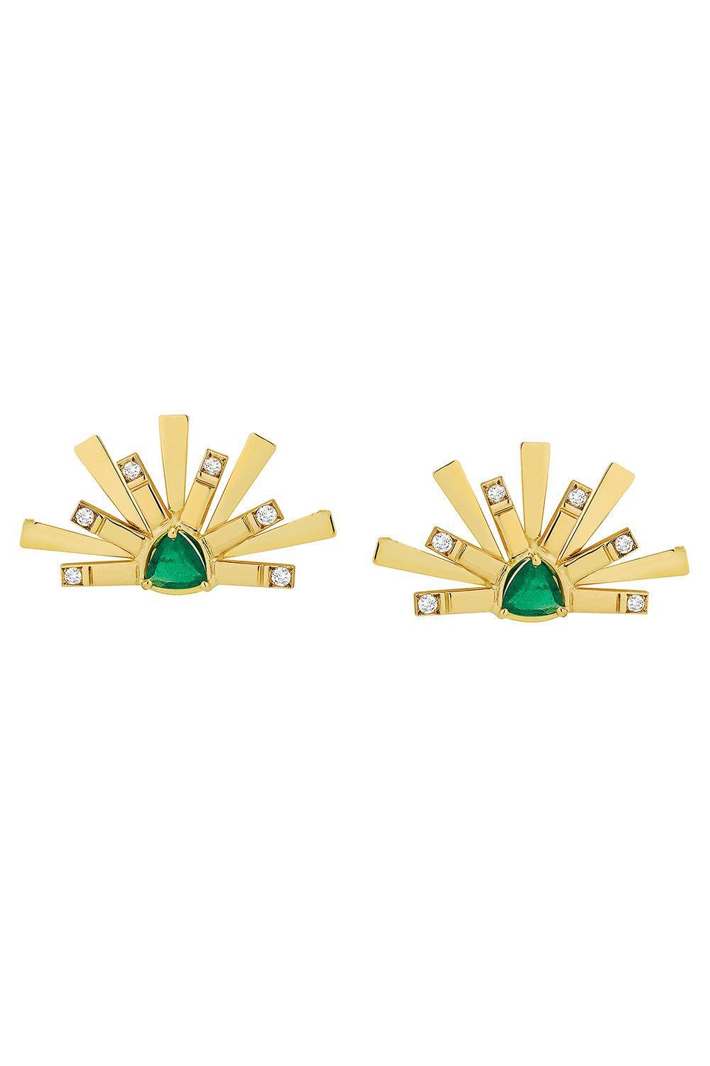 Emerald Mini Demi Circle Earrings-YELLOW GOLD-JEWELRYFINE JEWELEARRING-CAROL KAUFFMANN