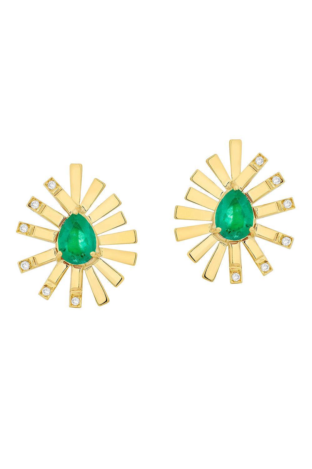 Emerald Mini La Belle Earrings-YELLOW GOLD-JEWELRYFINE JEWELEARRING-CAROL KAUFFMANN