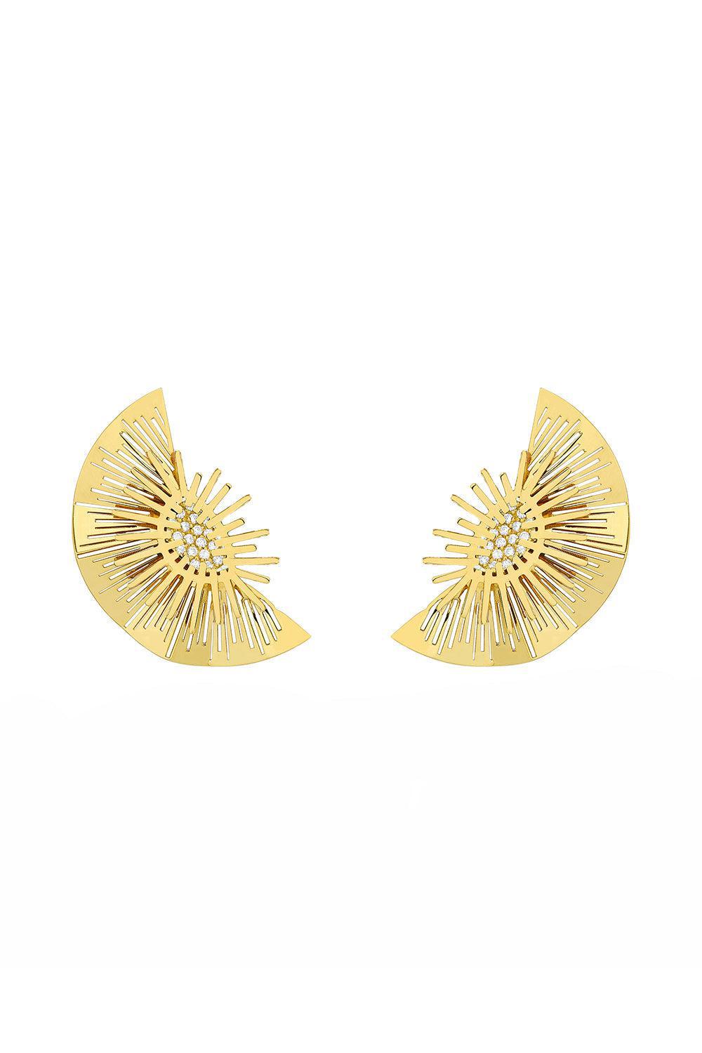 Half Moon Explosion Diamond Earrings-YELLOW GOLD-JEWELRYFINE JEWELEARRING-CAROL KAUFFMANN