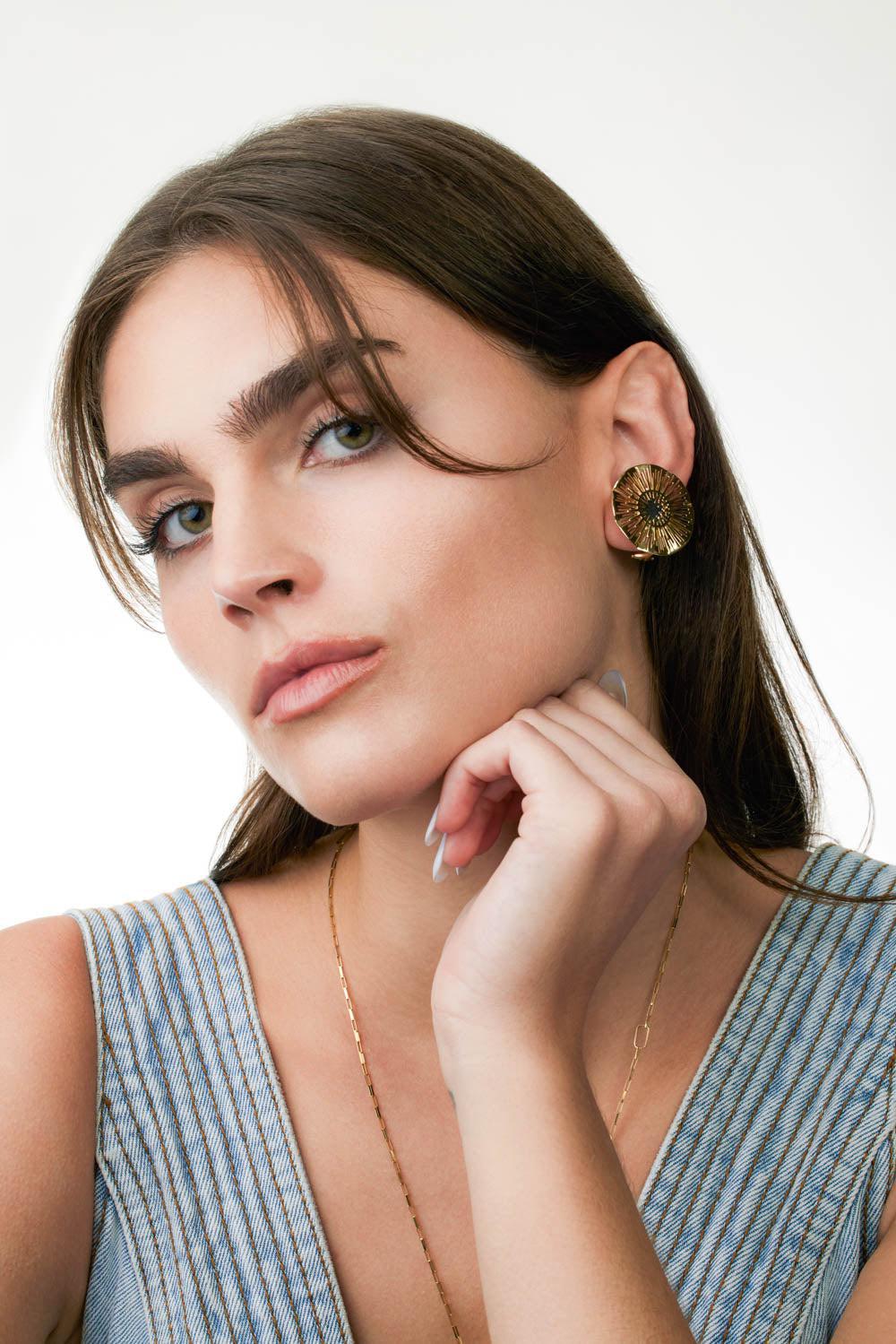 Medium Explosion White Rhodium Earrings-YELLOW GOLD-JEWELRYFINE JEWELEARRING-CAROL KAUFFMANN