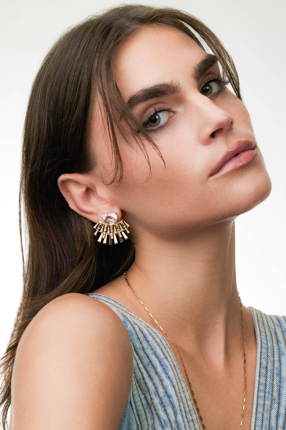 Morganite Valentim Earrings-YELLOW GOLD-JEWELRYFINE JEWELEARRING-CAROL KAUFFMANN