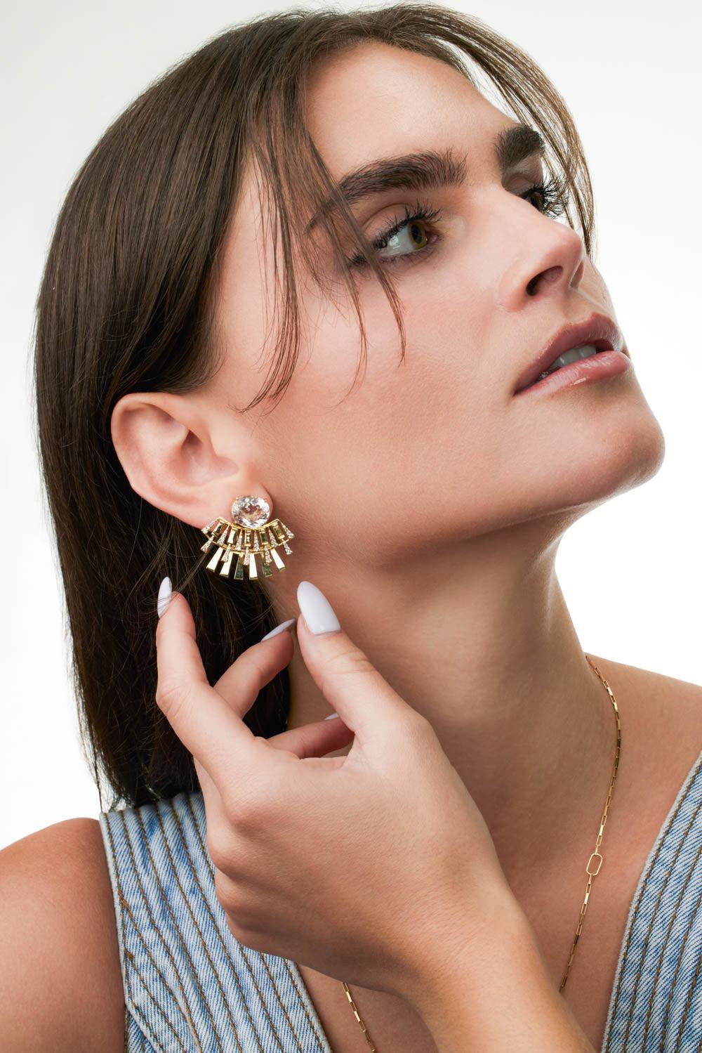 Morganite Valentim Earrings-YELLOW GOLD-JEWELRYFINE JEWELEARRING-CAROL KAUFFMANN